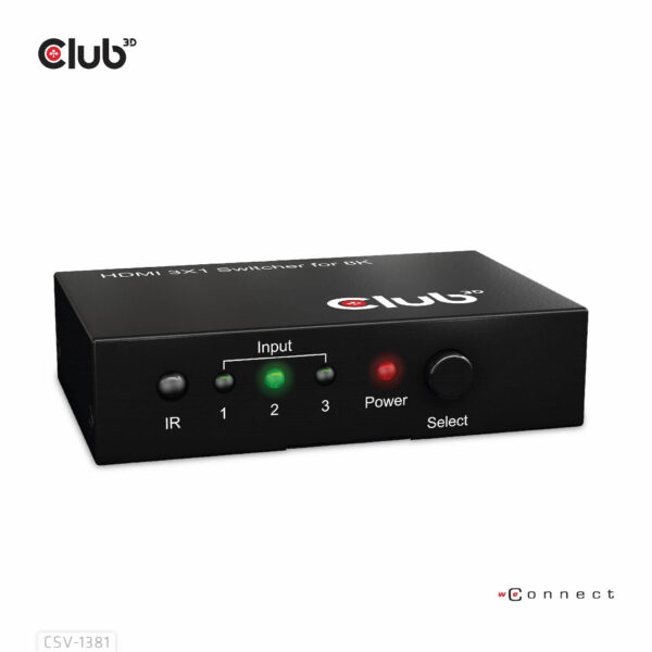 CLUB3D 3 to 1 HDMI™ 8K60Hz/4K120Hz Switch - Afbeelding 5