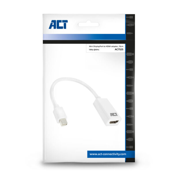 ACT 0,15 meter Mini DisplayPort male naar HDMI-A female adapter - Afbeelding 2