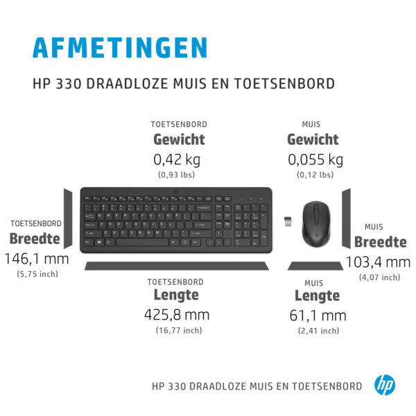 HP 330 draadloze muis en draadloos toetsenbord - Afbeelding 3