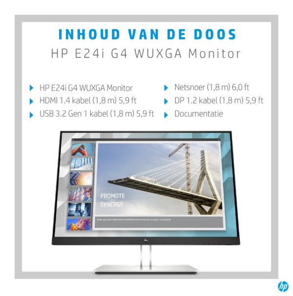 HP E-Series E24i G4 computer monitor 61 cm (24") 1920 x 1200 Pixels WUXGA Zwart, Zilver - Afbeelding 8