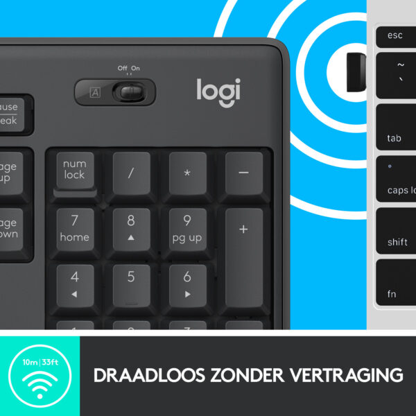 Logitech MK295 Silent Wireless Combo toetsenbord Inclusief muis Kantoor USB QWERTY US International Grafiet - Afbeelding 13