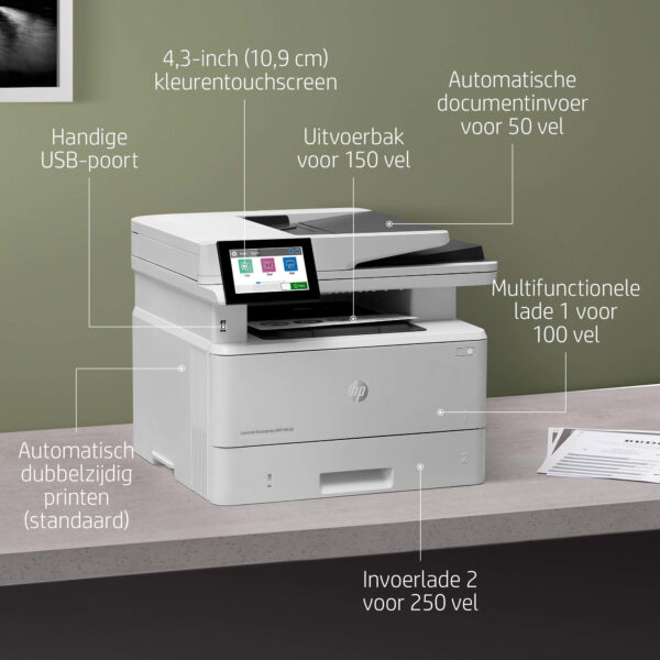 HP LaserJet Enterprise MFP M430f, Zwart-wit, Printer voor Bedrijf, Printen, kopiëren, scannen, faxen, Automatische documentinvoe - Afbeelding 2