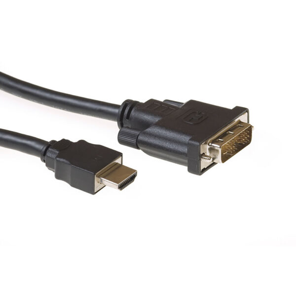 ACT 2 meter HDMI naar DVI-D adapterkabel, 1x HDMI A male, 1x DVI-D single link male 18+1