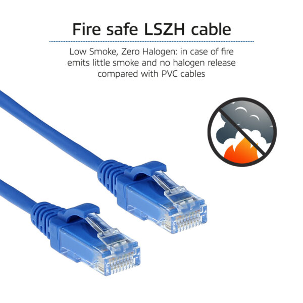 ACT Blauwe 0.25 meter LSZH U/UTP CAT6 datacenter slimline patchkabel snagless met RJ45 connectoren - Afbeelding 7