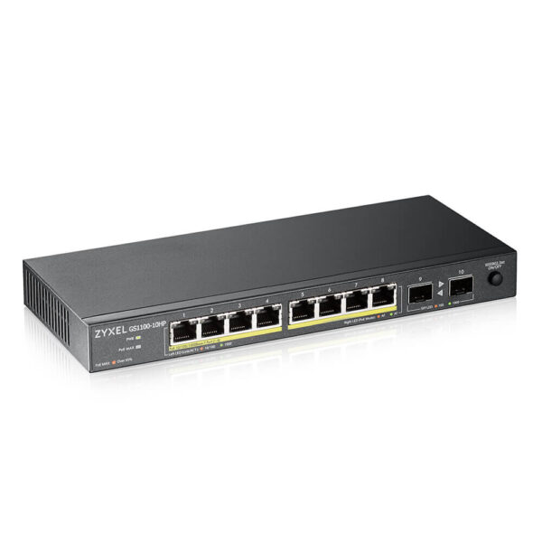 Zyxel GS1100-10HP v2 Unmanaged Gigabit Ethernet (10/100/1000) Power over Ethernet (PoE) Zwart - Afbeelding 2