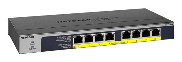 NETGEAR GS108PP Unmanaged Gigabit Ethernet (10/100/1000) Power over Ethernet (PoE) Zwart