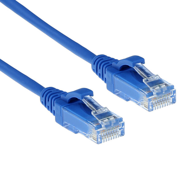 ACT Blauwe 0.25 meter LSZH U/UTP CAT6 datacenter slimline patchkabel snagless met RJ45 connectoren