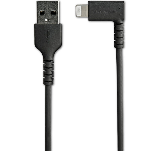 StarTech.com Premium USB-A naar Lightning Kabel 1m Zwart - Robuuste 90° haakse USB Type A naar Lightning Charge & Sync Oplaadkab - Afbeelding 2