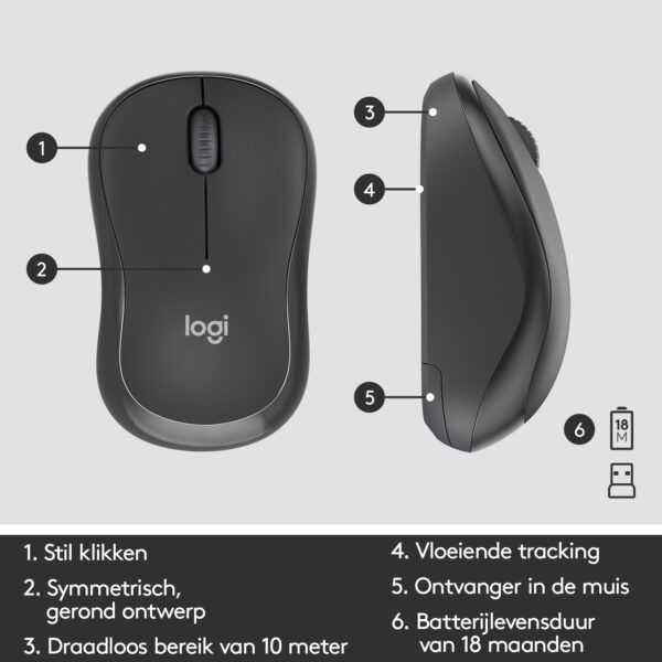 Logitech MK295 Silent Wireless Combo toetsenbord Inclusief muis Kantoor USB QWERTY US International Grafiet - Afbeelding 15