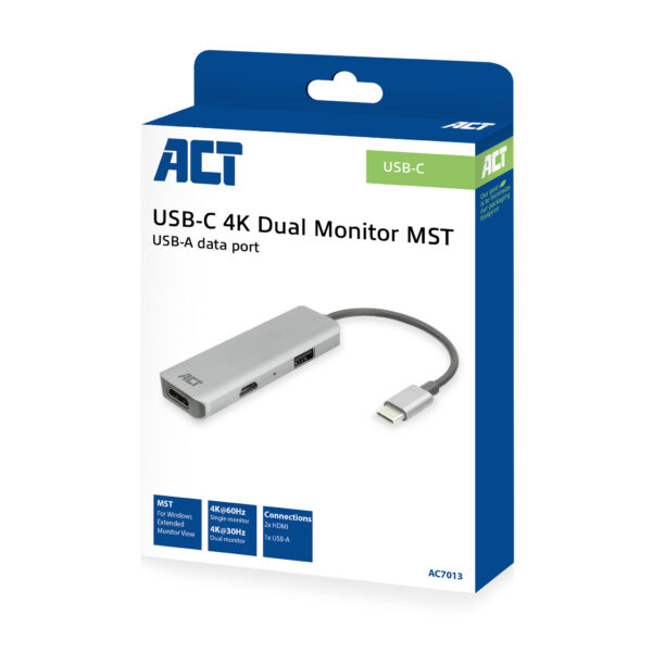 ACT USB-C 4K multiport adapter voor 2 HDMI schermen, USB-A datapoort - Afbeelding 10