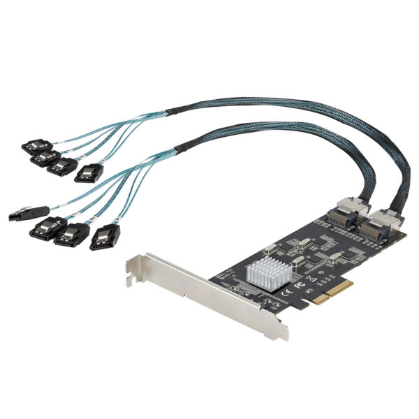 StarTech.com 8 Port SATA PCIe Kaart, PCI Express 6Gbps SATA Uitbreidingkaart met 4 Host Controllers, SATA PCIe Controller Kaart,