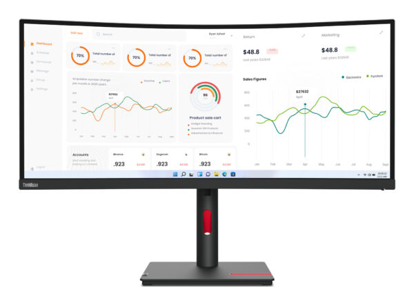 Lenovo ThinkVision T34w-30 LED display 86,4 cm (34") 3440 x 1440 Pixels Wide Quad HD Zwart