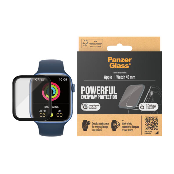 PanzerGlass PzGlss Apple Watch Series 7 44 mm Schermbeschermer Transparant Gehard glas, Thermoplastic polyurethaan (TPU) - Afbeelding 2