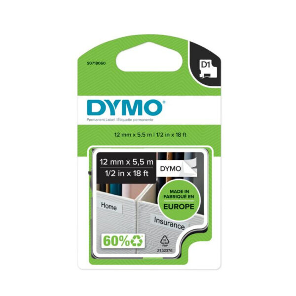 DYMO D1 -Durable Labels - Black on White - 12mm x 5.5m - Afbeelding 2