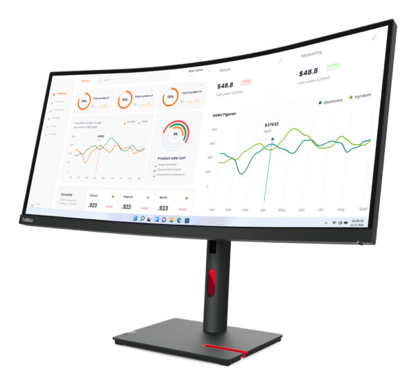 Lenovo ThinkVision T34w-30 LED display 86,4 cm (34") 3440 x 1440 Pixels Wide Quad HD Zwart - Afbeelding 4