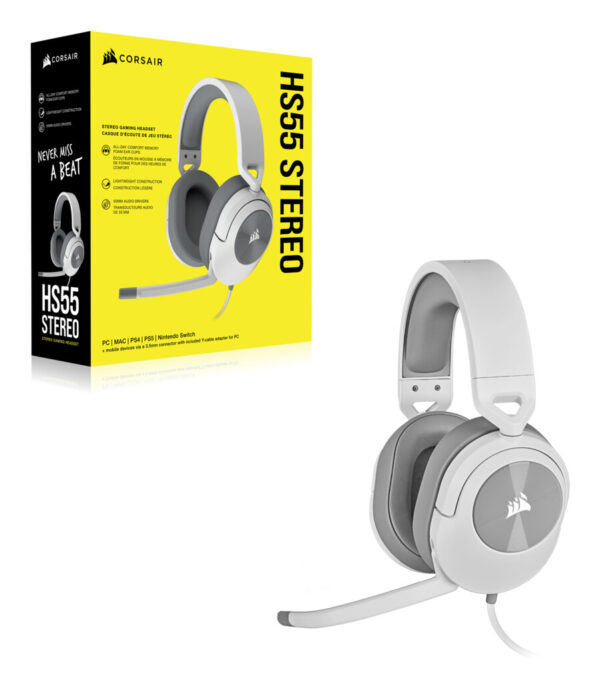 Corsair HS55 STEREO Headset Bedraad Hoofdband Gamen Wit - Afbeelding 4