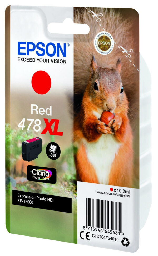 Epson Squirrel Singlepack Red 478XL Claria Photo HD Ink - Afbeelding 4