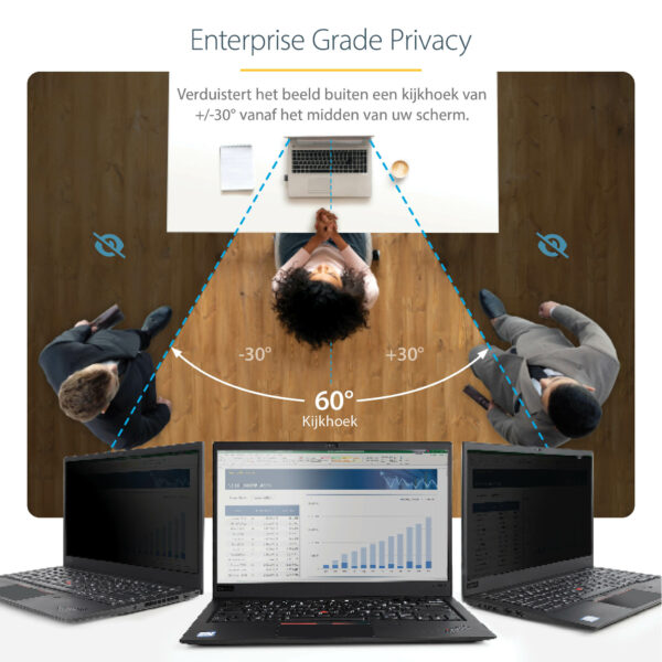 StarTech.com 14in Privacy Filter voor Laptop, Anti-Glans Privacy Scherm voor 16:9 Breedbeeld Displays, Laptop Monitor Screen Pro - Afbeelding 4