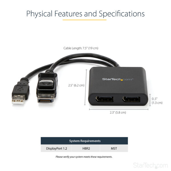 StarTech.com Dual-Monitor DisplayPort 1.2 Splitter, DisplayPort naar 2x DP Multi-Monitor Adapter, Dual 4K 30Hz of 1080p 60Hz Com - Afbeelding 11