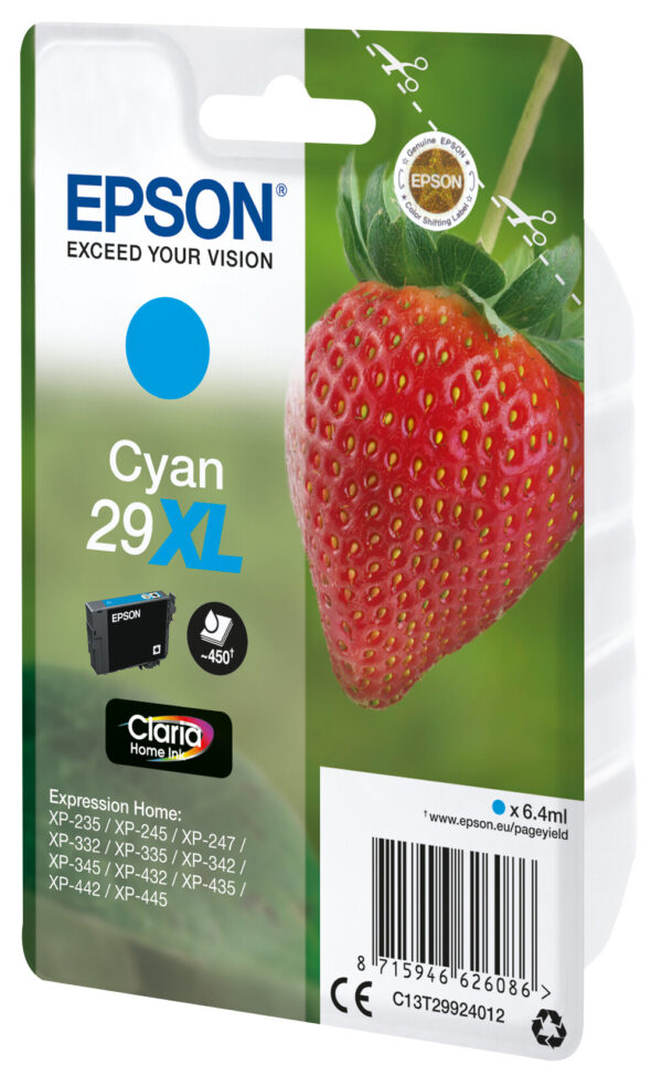 Epson Strawberry Singlepack Cyan 29XL Claria Home Ink - Afbeelding 2