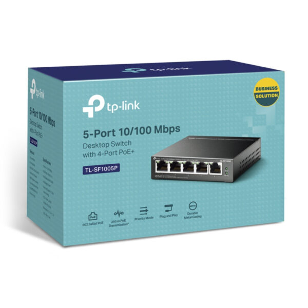 TP-Link TL-SF1005P Unmanaged Fast Ethernet (10/100) Power over Ethernet (PoE) Zwart - Afbeelding 4