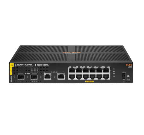 Hewlett Packard Enterprise Aruba 6000 12G Class4 PoE 2G/2SFP 139W Managed L3 Gigabit Ethernet (10/100/1000) Power over Ethernet