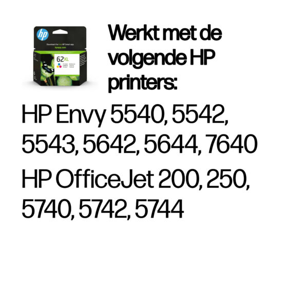 HP 62XL originele high-capacity drie-kleuren inktcartridge - Afbeelding 7