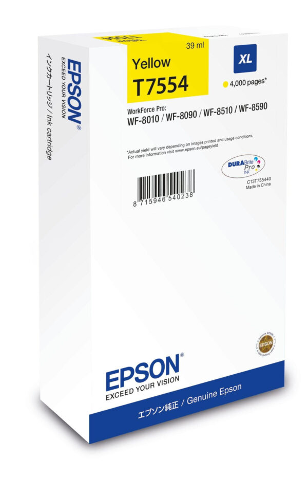 Epson C13T75544N inktcartridge 1 stuk(s) Origineel Hoog (XL) rendement Geel