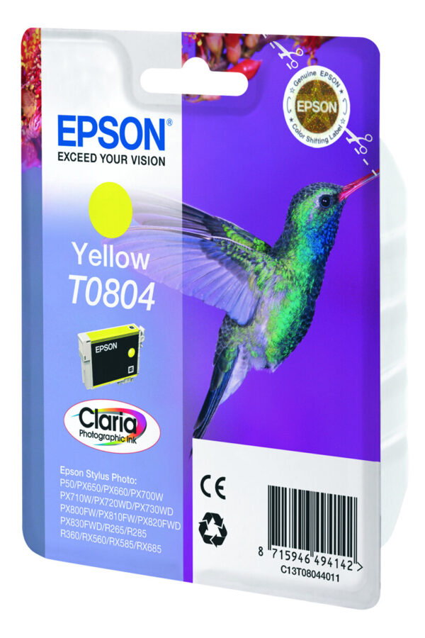 Epson Hummingbird Singlepack Yellow T0804 Claria Photographic Ink - Afbeelding 2