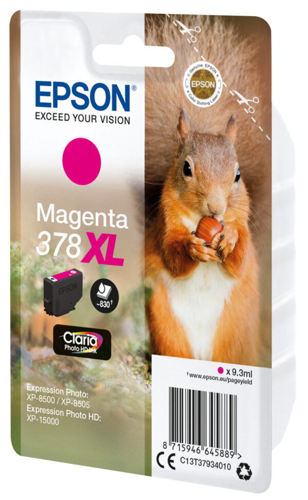 Epson Squirrel Singlepack Magenta 378XL Claria Photo HD Ink - Afbeelding 2