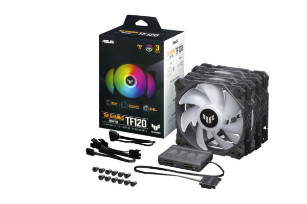 ASUS TUF Gaming TF120 ARGB Fan - Triple Fan Kit with ARGB Controller Computer behuizing Luchtkoeler 12 cm Zwart - Afbeelding 12