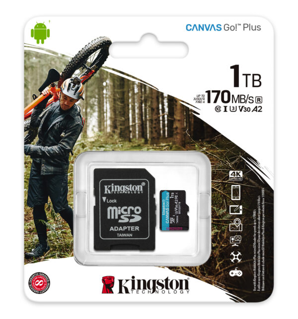 Kingston Technology 1TB microSDXC Canvas Go Plus 170R A2 U3 V30 kaart + ADP - Afbeelding 5