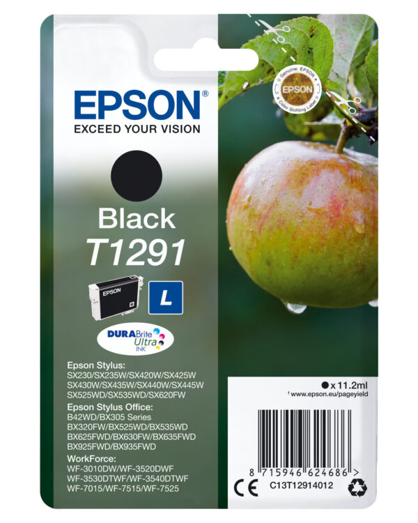 Epson Apple Singlepack Black T1291 DURABrite Ultra Ink