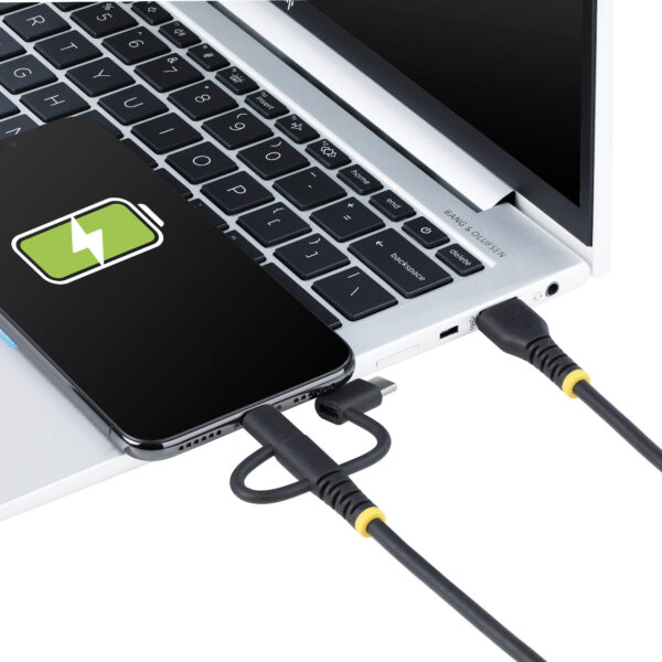 StarTech.com 1m Robuuste USB Multi Oplaadkabel, USB naar Lightning/Micro-USB/Type-C, Apple MFi Gecertificeerd, Aramide Mantel, U - Afbeelding 8