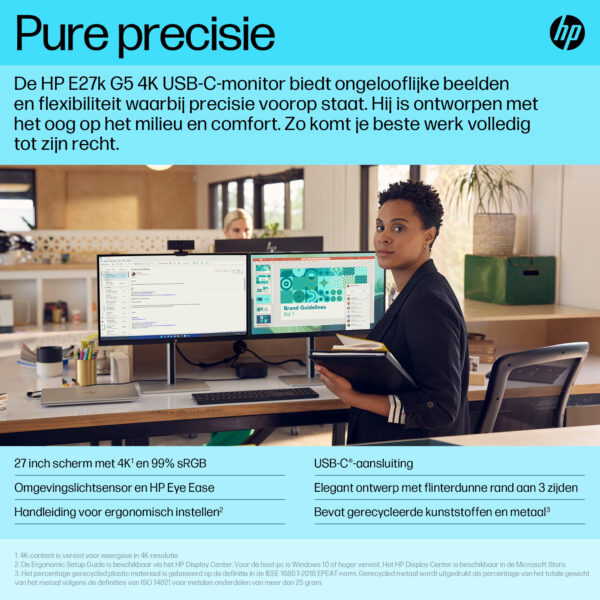 HP E-Series E27k G5 4K USB C-monitor - Afbeelding 9