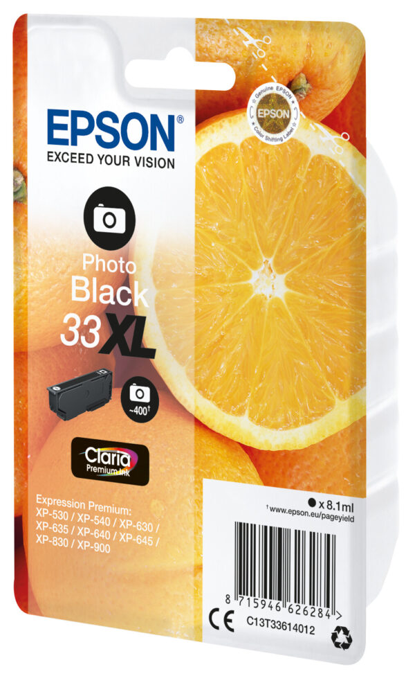 Epson Oranges Singlepack Photo Black 33XL Claria Premium Ink - Afbeelding 2