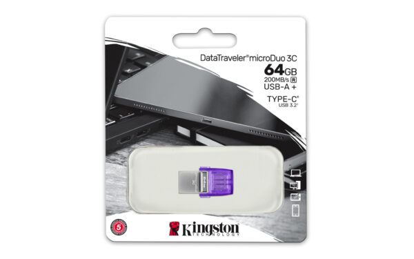 Kingston Technology DataTraveler 64GB microDuo 3C 200 MB/s dubbele USB-A + USB-C - Afbeelding 5