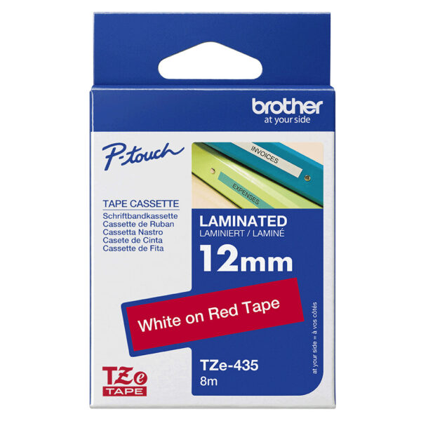 Brother TZE-435 labelprinter-tape Wit op rood - Afbeelding 3