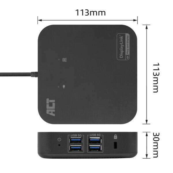 ACT USB-C Docking Station 4K, voor 2 HDMI monitoren, DisplayLink, compact model - Afbeelding 14