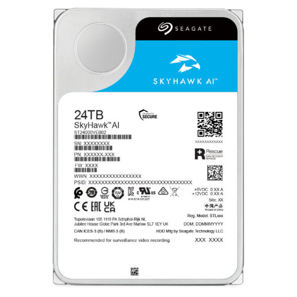 Seagate SkyHawk AI interne harde schijf 24 TB 7200 RPM 512 MB 3.5" SATA III - Afbeelding 4