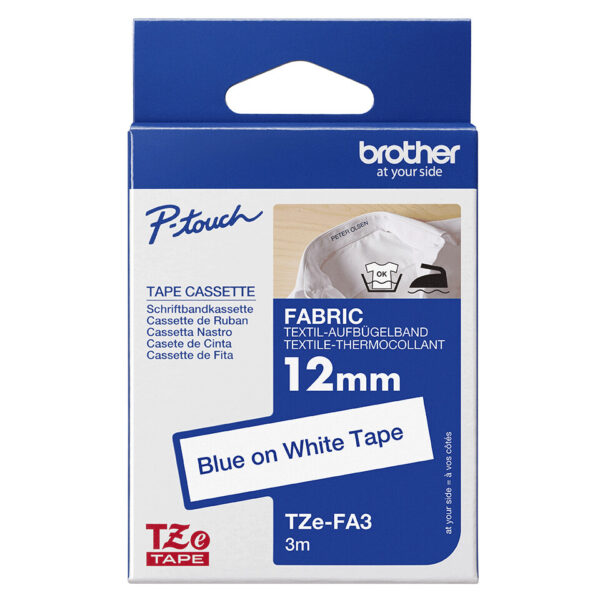 Brother TZE-FA3 labelprinter-tape Blauw op wit - Afbeelding 3