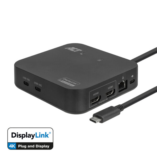 ACT USB-C Docking Station 4K, voor 2 HDMI monitoren, DisplayLink, compact model - Afbeelding 6