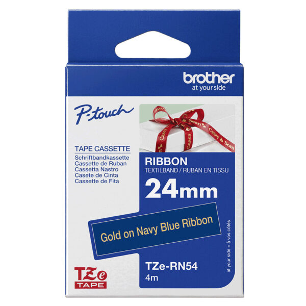 Brother TZE-RN54 labelprinter-tape Goud op navyblauw - Afbeelding 3