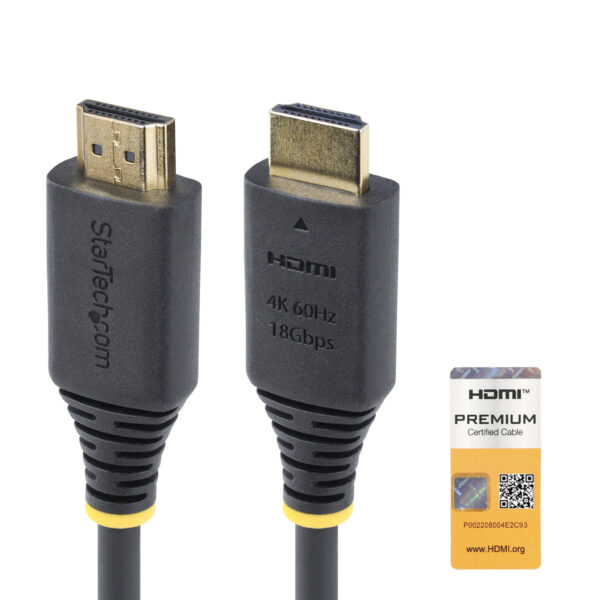 StarTech.com 1m Premium Gecertificeerde High Speed HDMI Kabel, 4K 60Hz/1440p 144Hz, HDR10/HDCP 2.2/ARC, 18Gbps, UHD HDMI 2.0 Kab