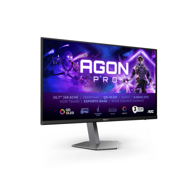 AOC AGON PRO AG276QZD2 computer monitor 67,8 cm (26.7") 2560 x 1440 Pixels Quad HD QD-OLED Grijs