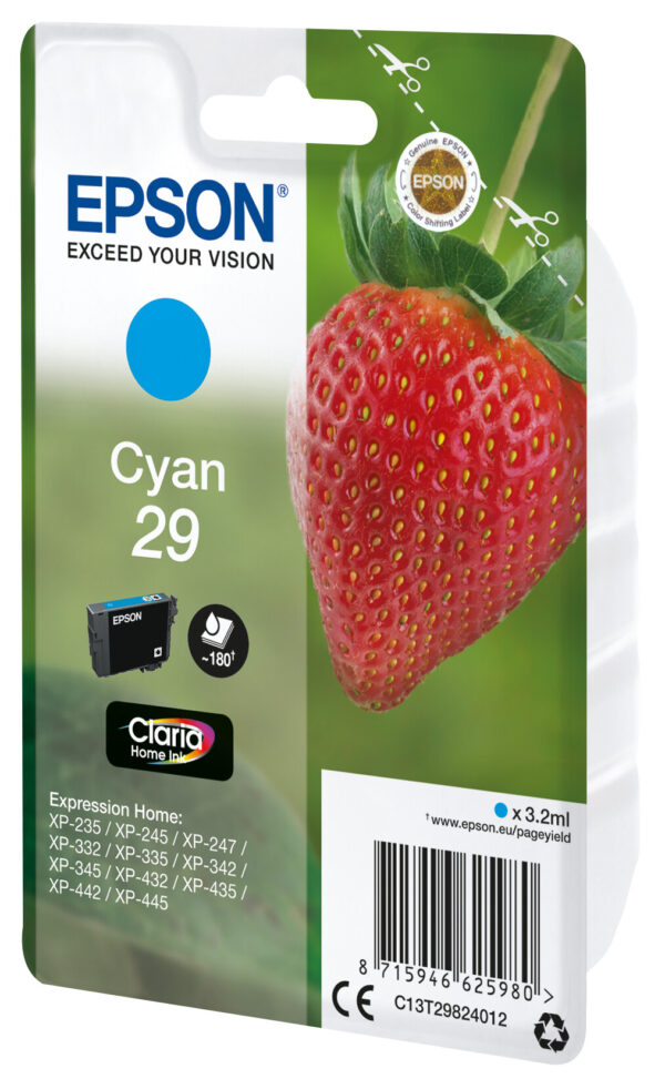 Epson Strawberry Singlepack Cyan 29 Claria Home Ink - Afbeelding 2