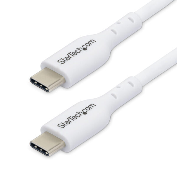 StarTech.com 3m USB-C Laadkabel, Wit, USB C Kabel, USB 2.0 Type-C Laptop Oplaadkabel, 60W 3A Power Delivery, TPE Mantel, USB-C D