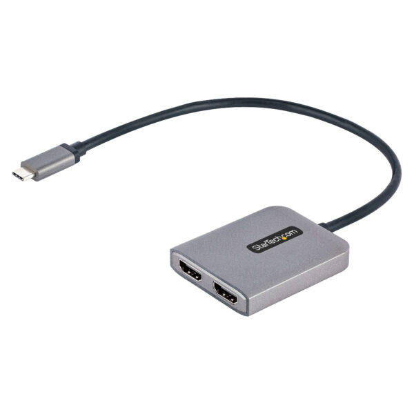 StarTech.com USB-C MST HUB, USB-C naar Dual HDMI 4K 60Hz, USB Type C Multi Monitor Adapter voor Laptop met 30cm kabel, DP 1.4 Mu