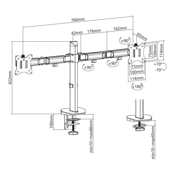 ACT Monitorarm office, 2 schermen, zilver - Afbeelding 8