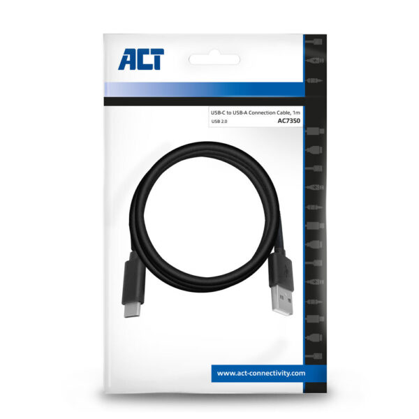 ACT USB 2.0 cable, USB-A naar USB-C, 1 meter - Afbeelding 2